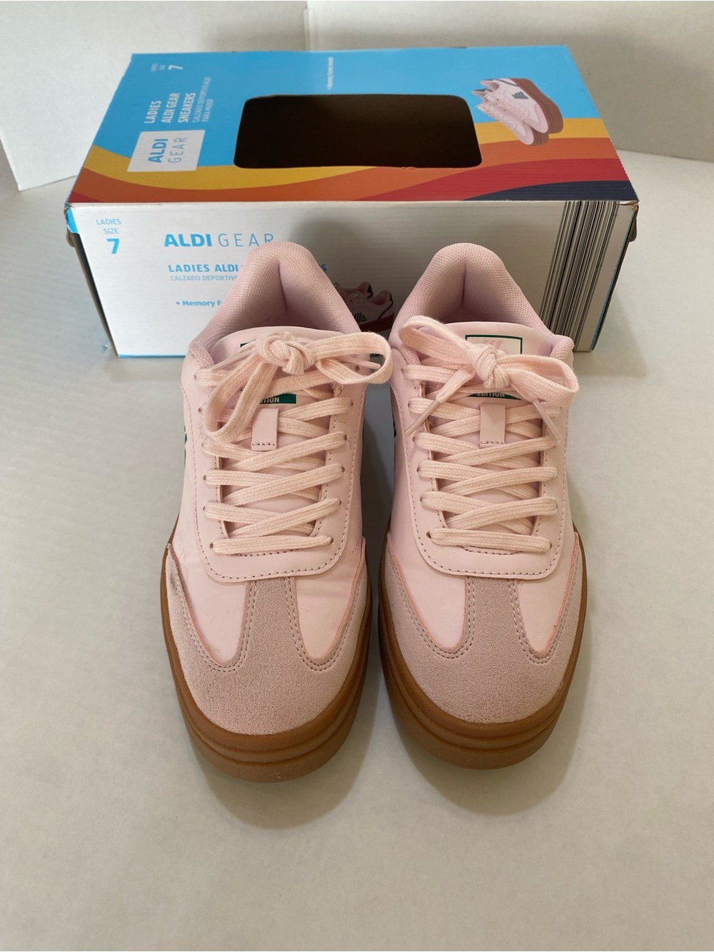 Aldi Gear Ladies Pink Platform Sneakers with Gum Sole